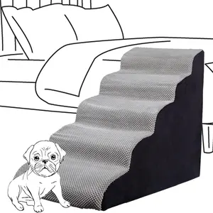 Curved  Stairs 24 inches High,  Ramp Stairs for Small Dogs for High Beds 20-25 inches Tall, 30D   Steps for Beds 24 inches, Pet Stairs/Steps for Old Dogs Cats, Grey