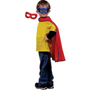 Kids Superhero Cape and Mask Set – Red with Blue Trim Cape and Reversible Red/Blue Mask – Pretend Play Fun Costume for Boys and Girls – Halloween, Birthday, Role Play Dress Up Accessory