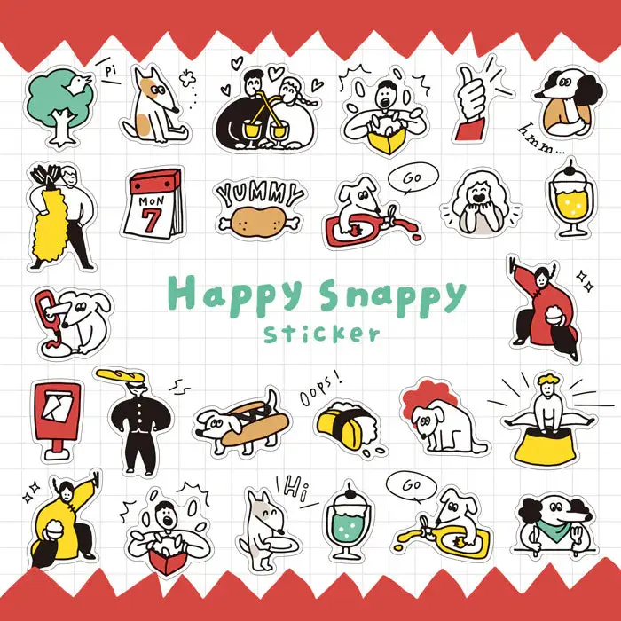 Mind Wave Happy Snappy Stickers – Kawaii Illustrated Transparent Matte PET Sticker Sheet