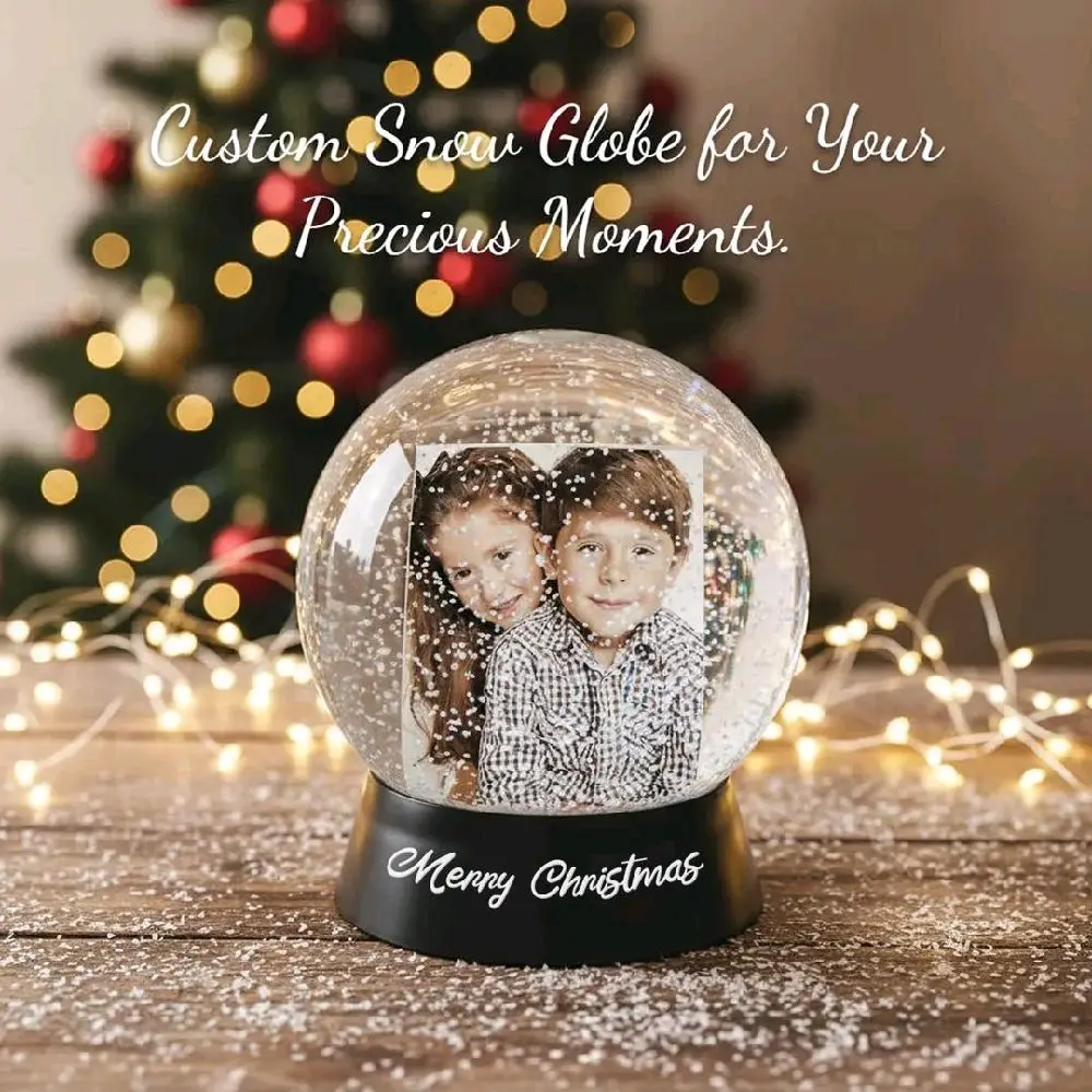 Personalized Photo Snow Globe with Black Base