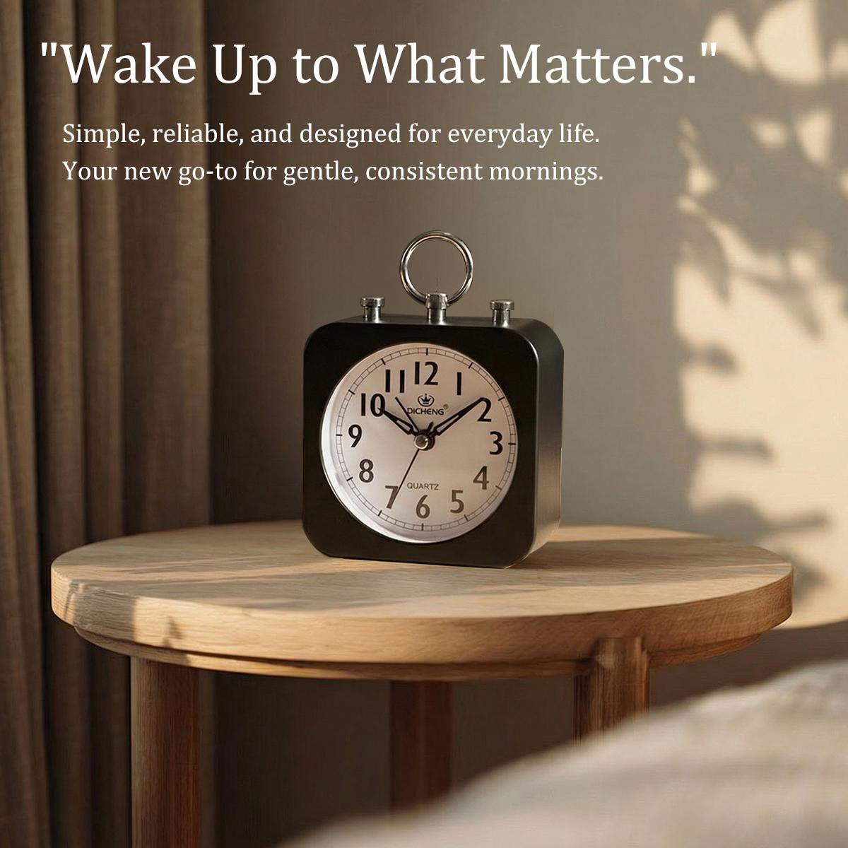 Retro Silent Analog Alarm Clock Battery Operated No Ticking Sound with Snooze for Bedroom