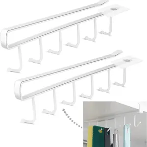 2pcs Kitchen Belts Scarf Hanging Hooks Rack Light Organiser Adjustable Hangable Cabinet Plastic Hanger Wall Mount Compatible Spoon