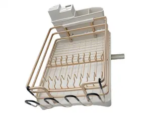 2-tier Dish Drying Rack, Dish DrainerRack,Kitchen Cutlery Organizer Compartment Adjustable