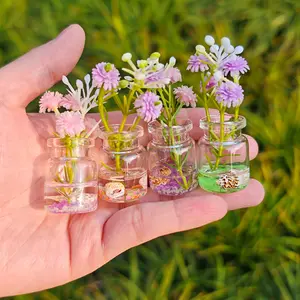 5/10 pieces random mixed luminous resin mini vase - desktop decoration, colorful flower arrangement, no electricity needed, suitable for home, party and holiday
