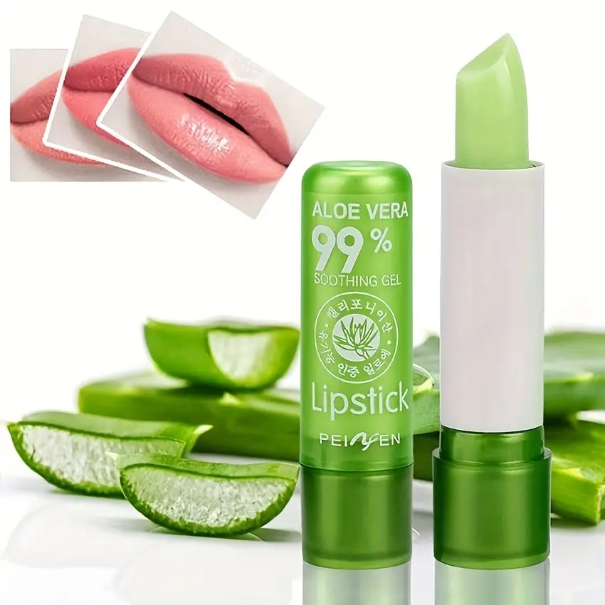 Aloe Vera Lip Balm, Moisturizing Waterproof Anti-dryness Lip Lotion, Temperature-sensitive Color-changing Lipstick, Smooth, Moisturizer, Hydrating, Youth, Daily Care, Contains Neither, Regular Edition