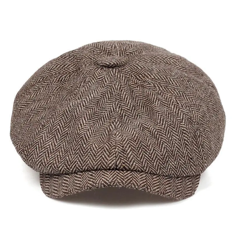 Herringbone Octagonal Newsboy Cap for Men & Women, Retro Painter Hat for Casual Street Style with an Adjustable Strap, Fits 56cm-61cm, Engagement, 56Cm To 61Cm
