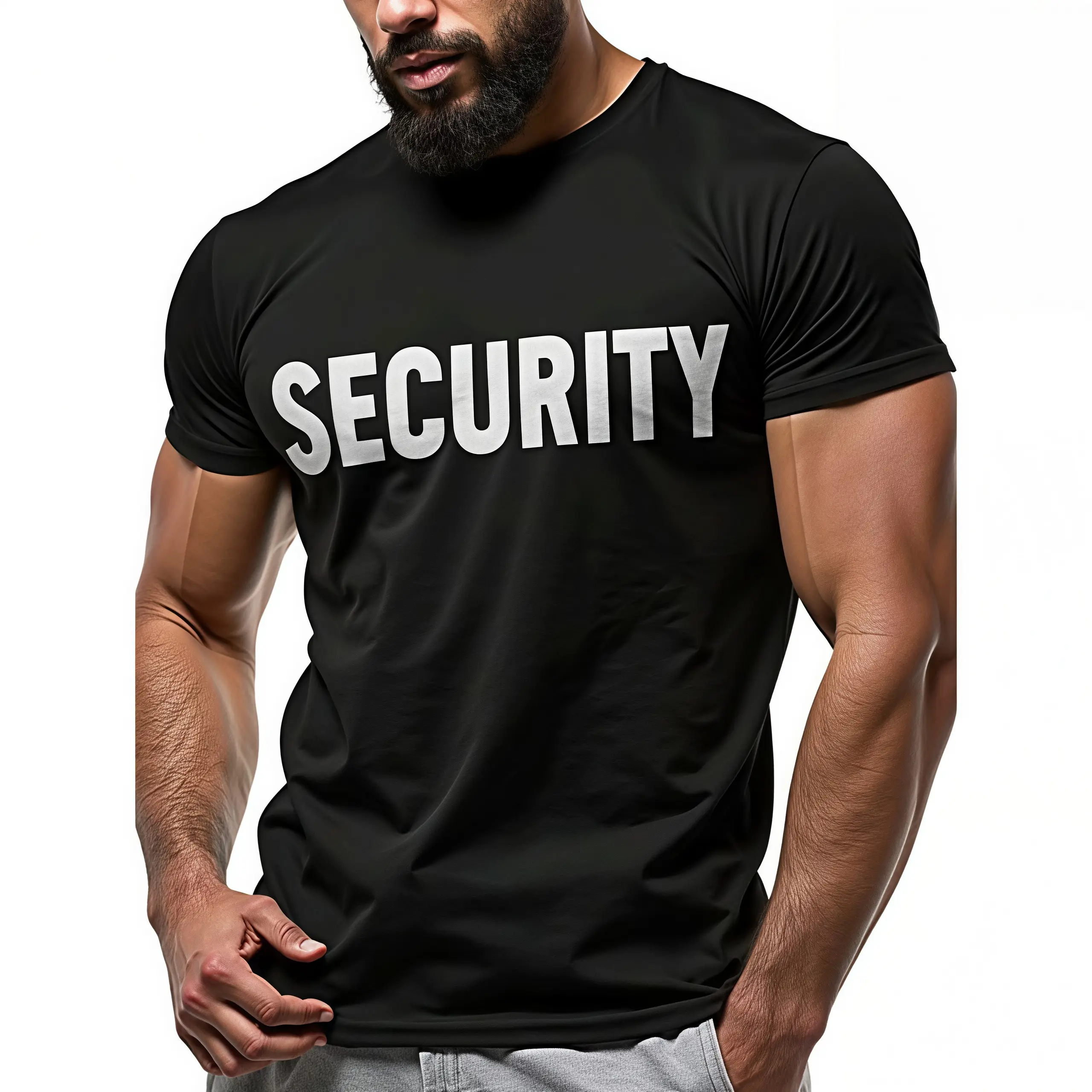 Security Graphic T-Shirt for Men, Relaxed Fit Short Sleeve Crew Neck with Front & Back Print, Lightweight Breathable Fabric for Event Staff & Streetwear, Vibe, Short Sleeves, Soft Cotton, Printed Logo, Fade Resistant, Bold Graphic, Round Neck, Tee, Party,