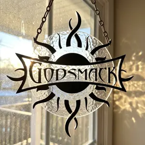 Vintage Godsmack logo Fan Gift, Custom Shape Acrylic Suncatcher, Western Music,Godsmack logo Play Guitar Graphic