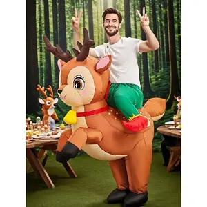 1pc Cute Christmas Reindeer Inflatable Costume - Perfect for Halloween, Christmas, Masquerade Parties, Birthday Celebrations & Carnivals, Festive Holiday Attire, Playful Design, Inflatable Clothing