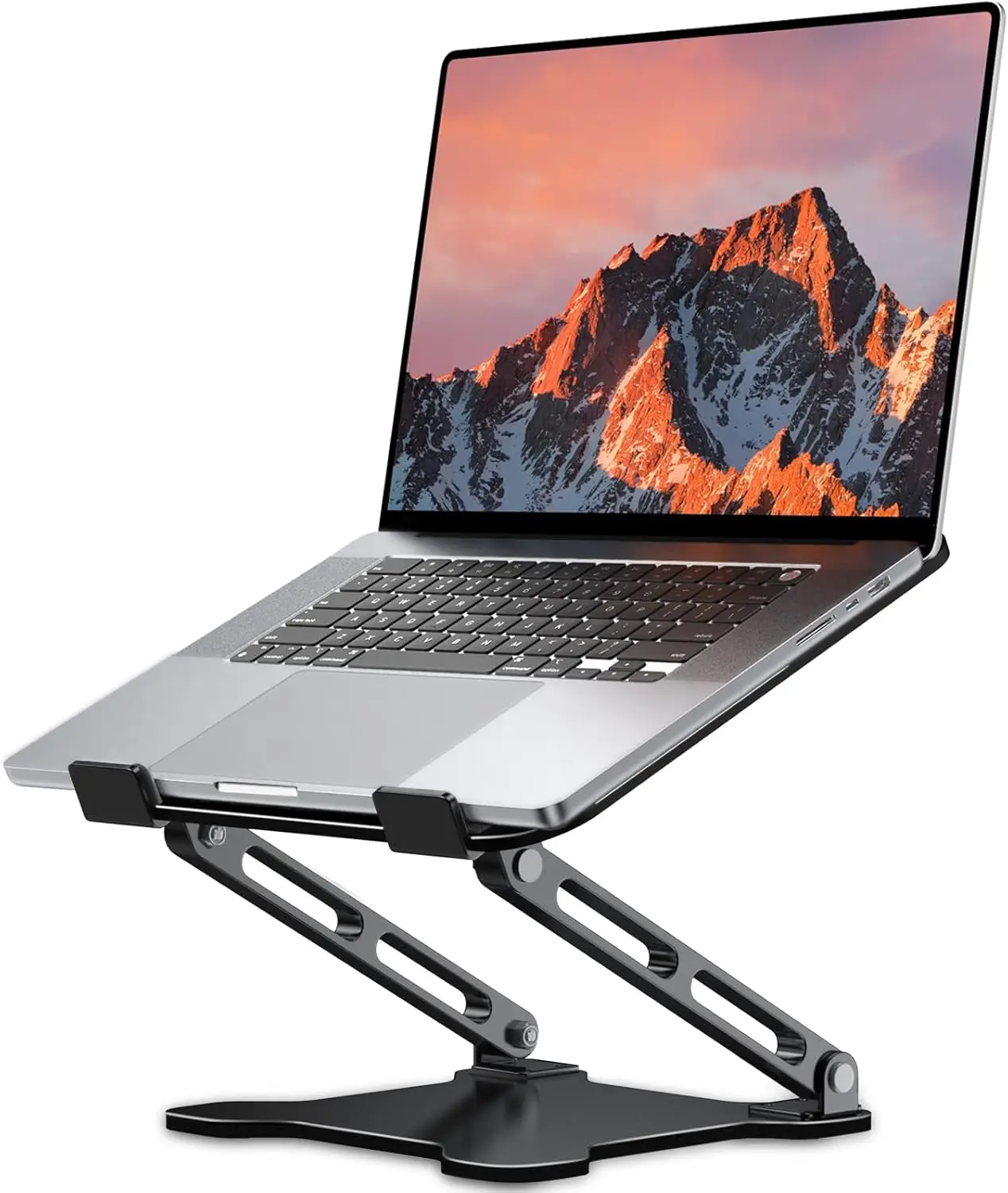 Adjustable Metal Laptop Stand for Desk - Foldable Ergonomic Airflow Riser Holder, Portable for Home, Office, Fits 10-15.6" Laptops