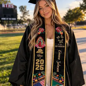 Custom Mexican Graduation Stole, Mexican Flag Graduation Sash 2026, Mexico Pattern Stole, Custom Name & School Sash Senior Graduation Gift