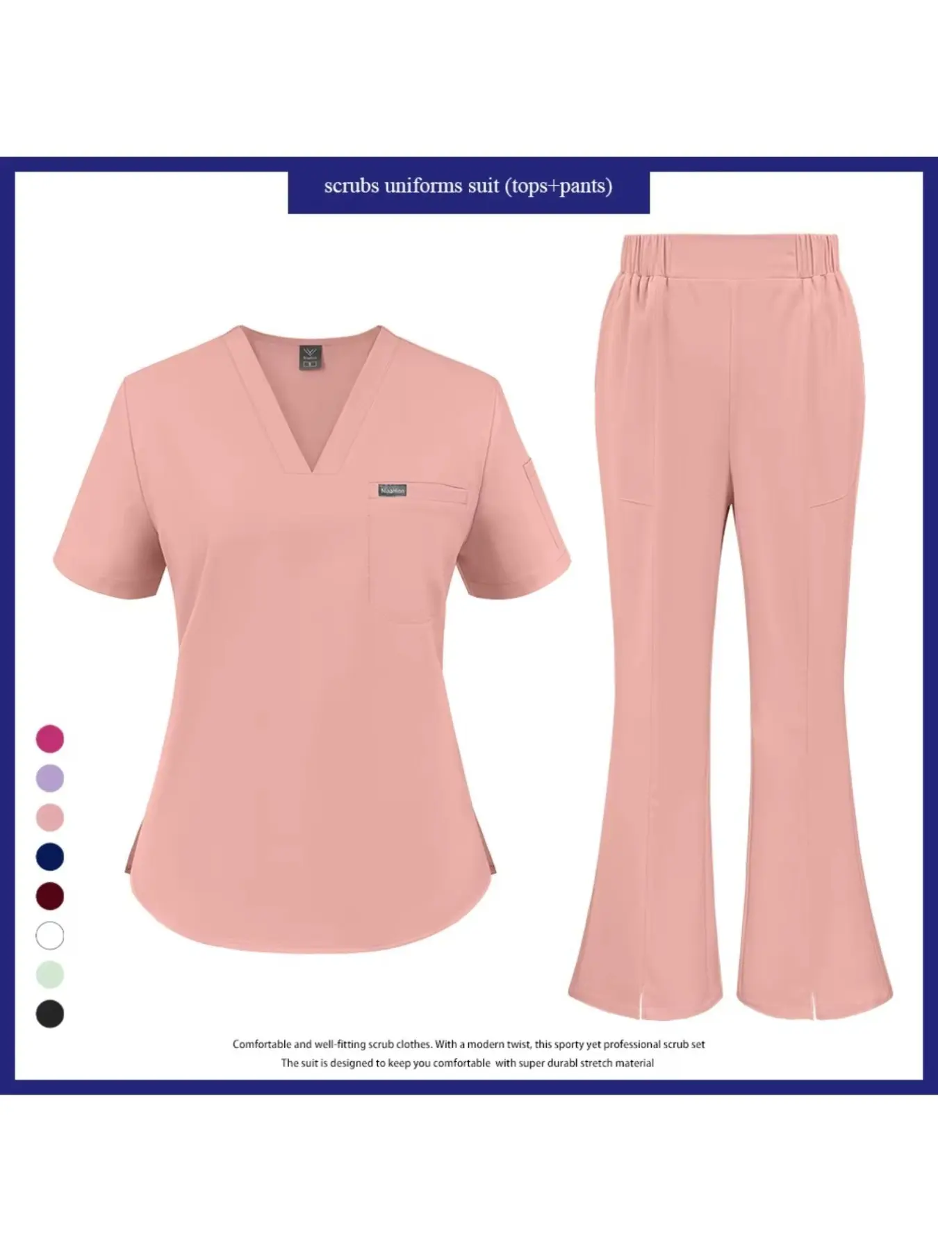 Premium Women’s Stretchy Scrub Set Uniforms Comfortable Work Attire for Vet Clinics & Animal Care Staff