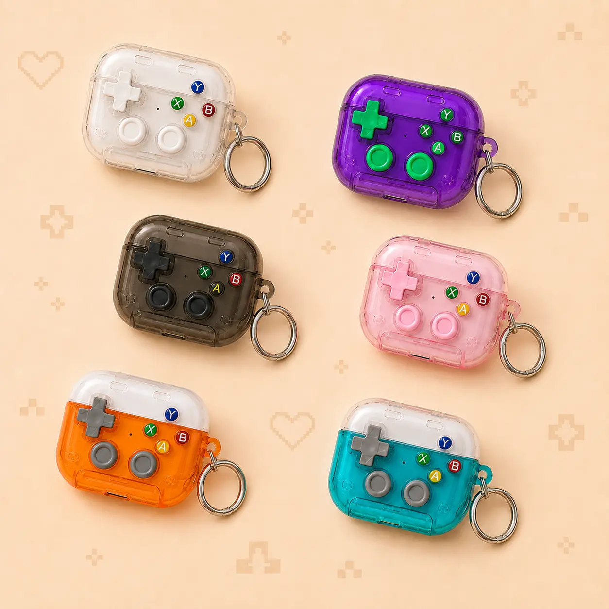 Retro Game Console AirPods Case with Lock, Fidget Button Cover for AirPods Pro, Secure Shockproof Case with Keychain
