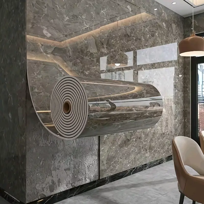 Self-Adhesive Panel, Fireproof Moisture-Resistant Wall Material, Marble Backsplash Wallpaper, Interior Walls, Living Room and Dining Room Decoration