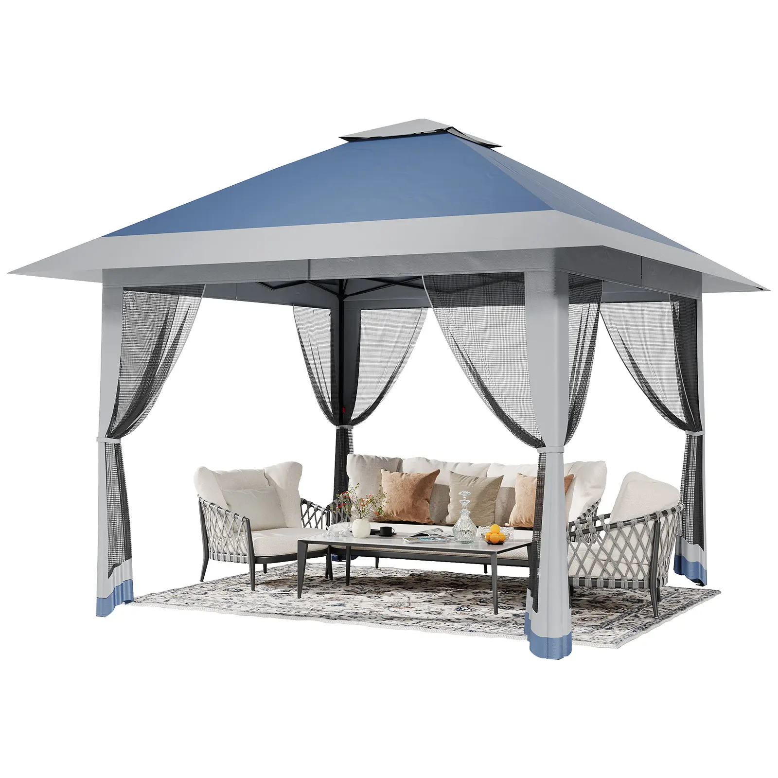 Garvee 13 x 13 Ft Pop-Up Gazebo with Full Mosquito Netting, Double Tier Waterproof UV Protection Roof, Heavy Duty Outdoor Canopy Shelter for Backyard, Garden, Lawn & Deck