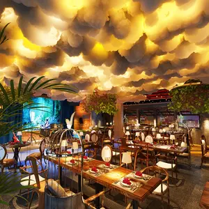 K-196.85inch LED Cloud Light with Remote Control, Adjustable Brightness, Music Sync, for Creative Indoor, Coffee Shop, Bookstore, Stage Lighting- 68