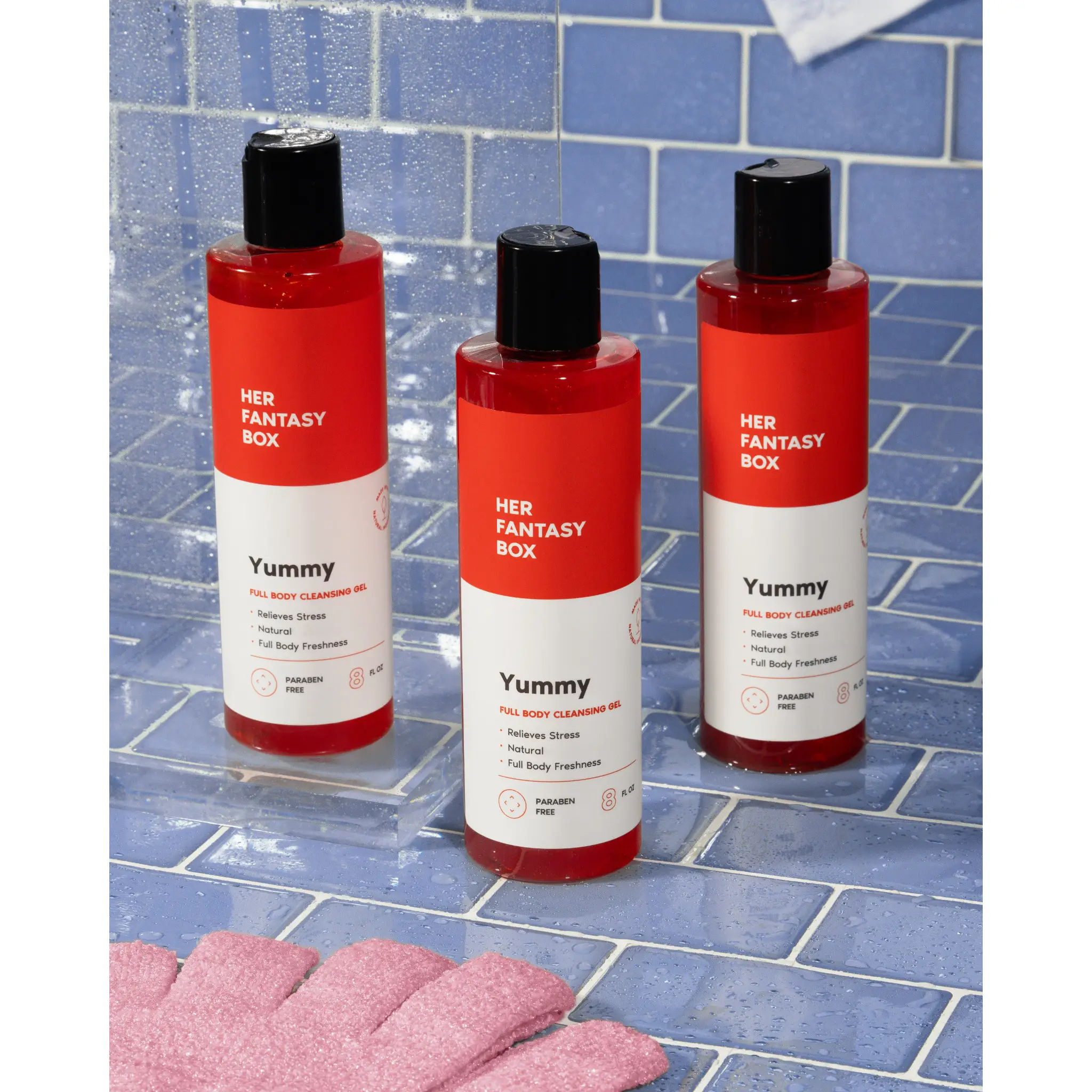 Her Fantasy Box Yummy Shower Gel - 3 Pack Organic Hydrating Body Wash Body Care Skin Softener