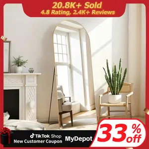 [Summer Deal] Full Length Mirror Body Mirror Floor Standing Mirror Hanging or Leaning Against Wall, Aluminum Alloy Thin Frame Decor