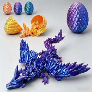 3D Printed Dragon Egg, Hinged Crystal Dragon Toy, Gradient, Moving Joint Fun, Sensory Stress Relief, Desktop Decor, Gift, Decorative Figurine