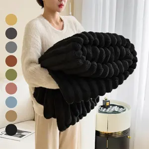 Solid Color Double-sided Plush Blanket, Soft, Skin-friendly & Warm Throw Blanket, Soft Comfy Blanket, Multifunctional for Home, Office, Camping, Car and Travel, Gift for Christmas and Other Festivals