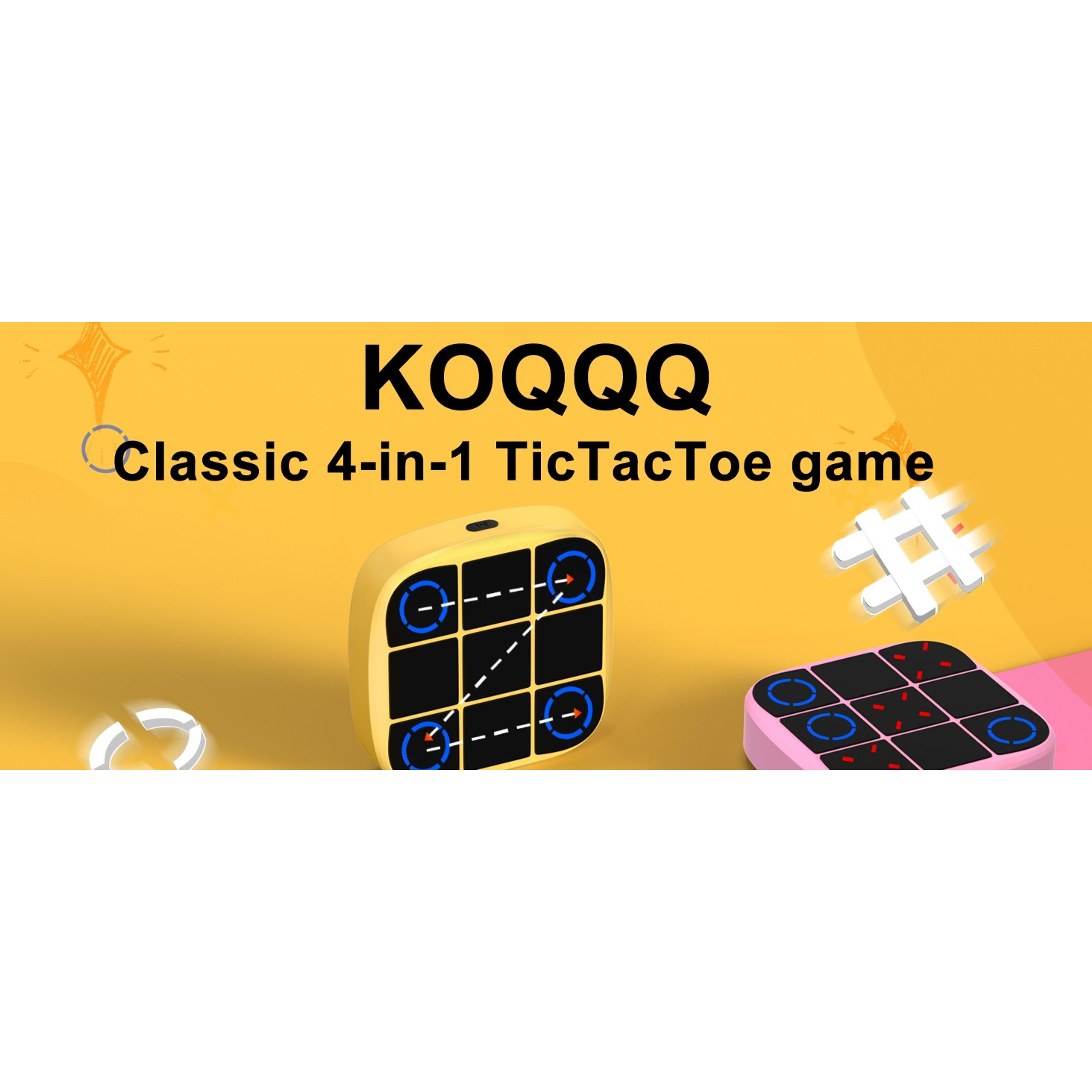 Tic-Tac-Toe Bolt Game, 4-in-1 Handheld Puzzle Games Console, Electronic Tic-Tac-Toe Game for Educational and Memory Growth, Portable Travel Games for Car Ride, Board Games for Kids and Adults (Cyan)
