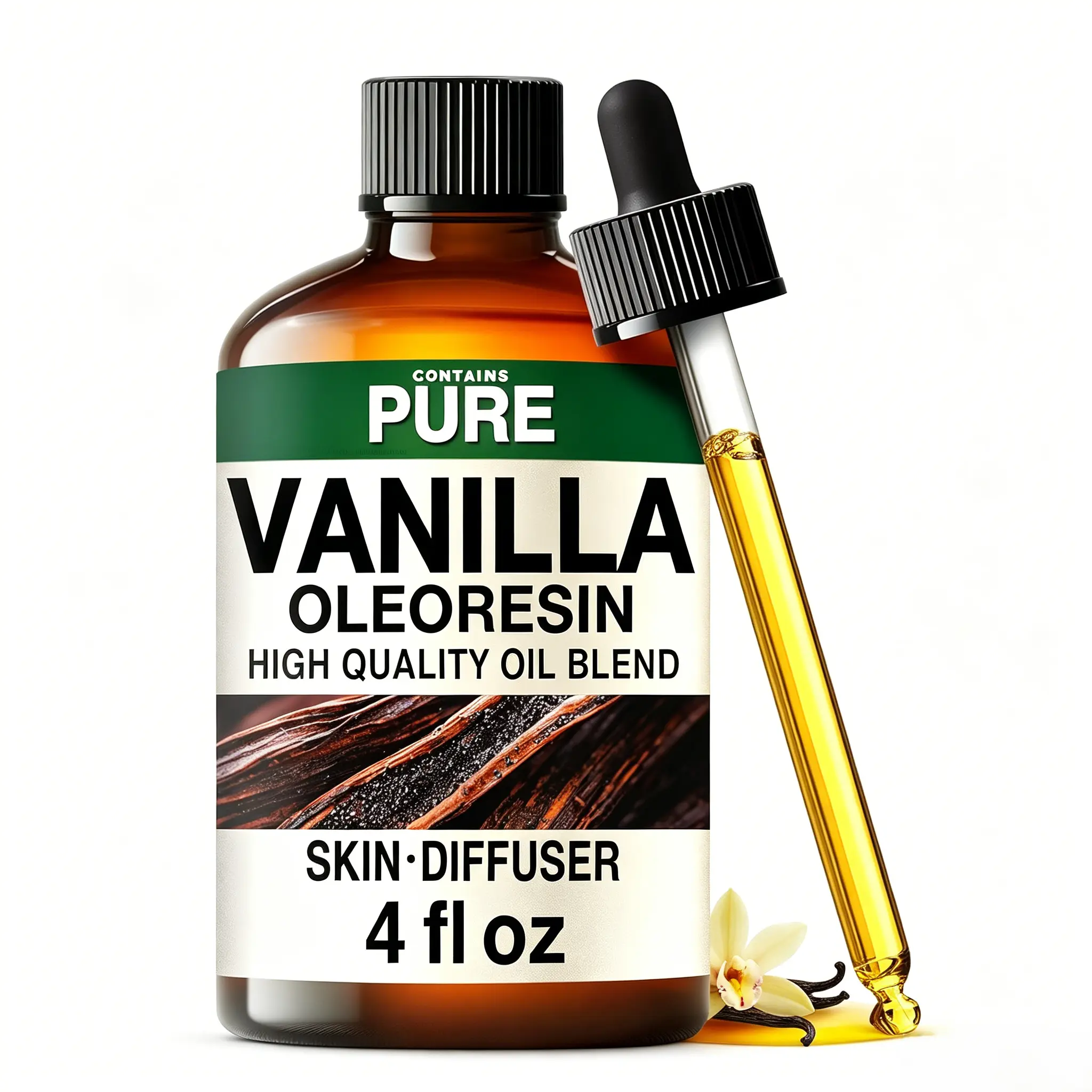 KUKKA Vanilla Oil - 4 Fl Oz Vanilla Essential Oil for Skin Care, Perfume, Body Oil, Diffuser, Hair, Aromatherapy & DIY Soap Making Scent