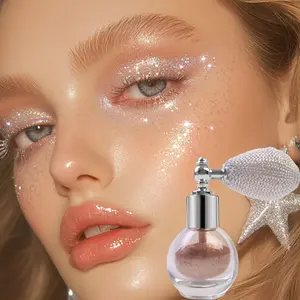 FADUIIO Glow Highlighter Puff – Shimmer Body & Face Highlight Powder for Cheeks, Collarbone & Shoulders, Portable Air Cushion Glitter Powder, 4 Shades Available (3.5g)