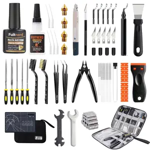 84Pcs 3D Printer Tool Kit with Slotted Organizer Bag, PTFE Nozzle Anti-Stick Coating, Strong Model Glue, T12 Needle Files, Deburring Tool & Cleaning Kit, Brass Nozzles,for Bambu Lab, Ender 3, Anycubic