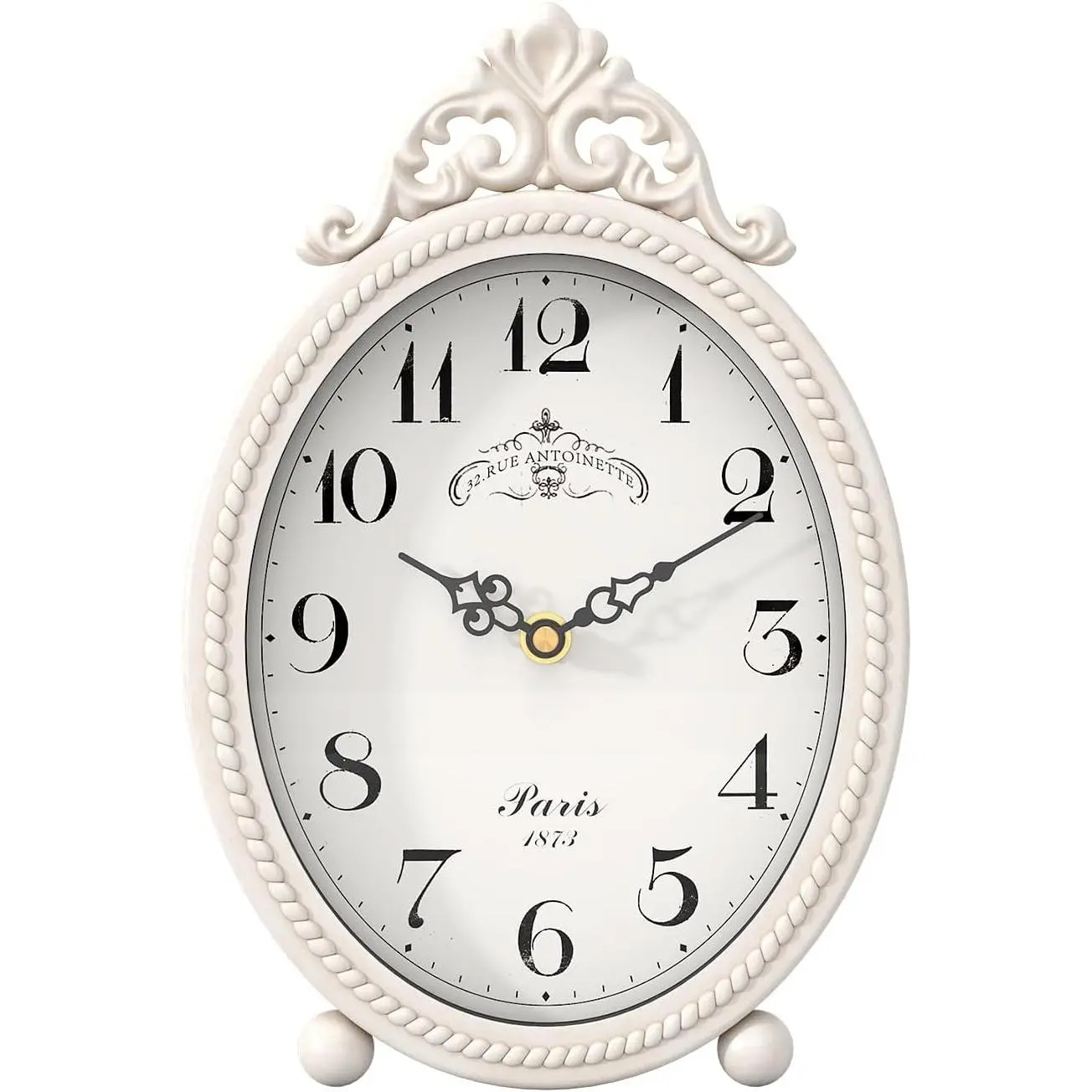 Abdurey Vintage Table Clock on Stand,Antique White French Rustic Style | Desk and Shelf Mantel Decorative Clocks, for Living Room,Farmhouse,Bedroom,Bedside,Gift Clocks