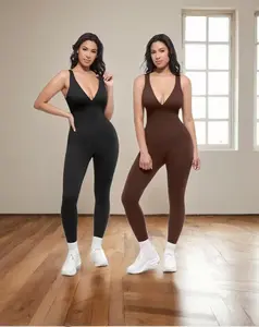 Deep V Shapewear with Chest Support Breathable High-Waisted Tummy Control Basic Jumpsuit