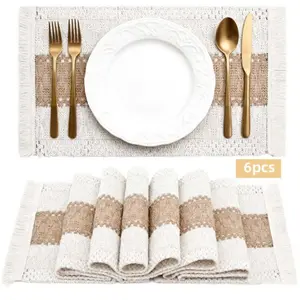6Pcs Boho Placemats Set, Christmas Placemats Fall Placemats Halloween Decorations, Macrame Table Decor, Table Runner, And Farmhouse Style Placemats, For Dining Table Centerpiece Thanksgiving Home Decor, Fall Decor, Halloween outdoorfun