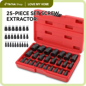 Heavy Duty EZ Out Rounded Screw Remover, 25Pcs Screw Extractor Set Multi-Spline Hex Head Easy Out Bolt Extractor Tool, Chrome Molybdenum Alloy Steel Hex Head Bolt Remover Tool for Broken Stripped Rusted Bolts Screws Nuts, Father's Day Gift, Dealsforyouday