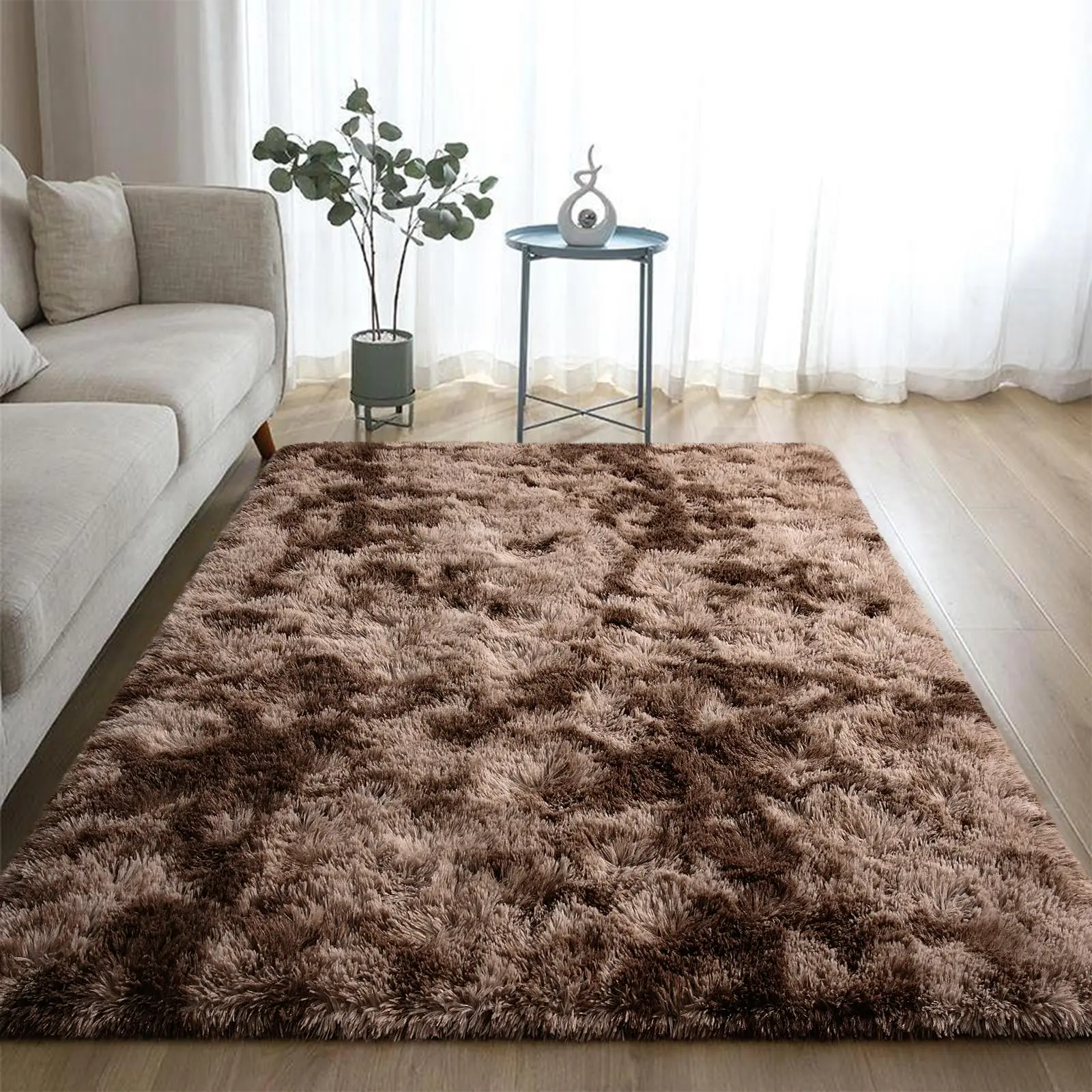 YJGWL Burgundy Rectangular High-Pile Plush Velvet Indoor Rug - Velvet Fabric, Thick Sponge Core, Non-Woven Backing, Fluffy Look, Soft Home Decor for Living Room, Bedroom, Kid Room