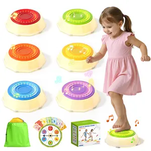 Light Up Stepping Stones for Toddlers 3-5 - 6 PCS Non-Slip Musical Sensory Stepping Stones, Toddler Obstacle Course Sensory Toys, Indoor & Outdoor Play Gift Colorful Fun Soft Design Spring Game Durable
