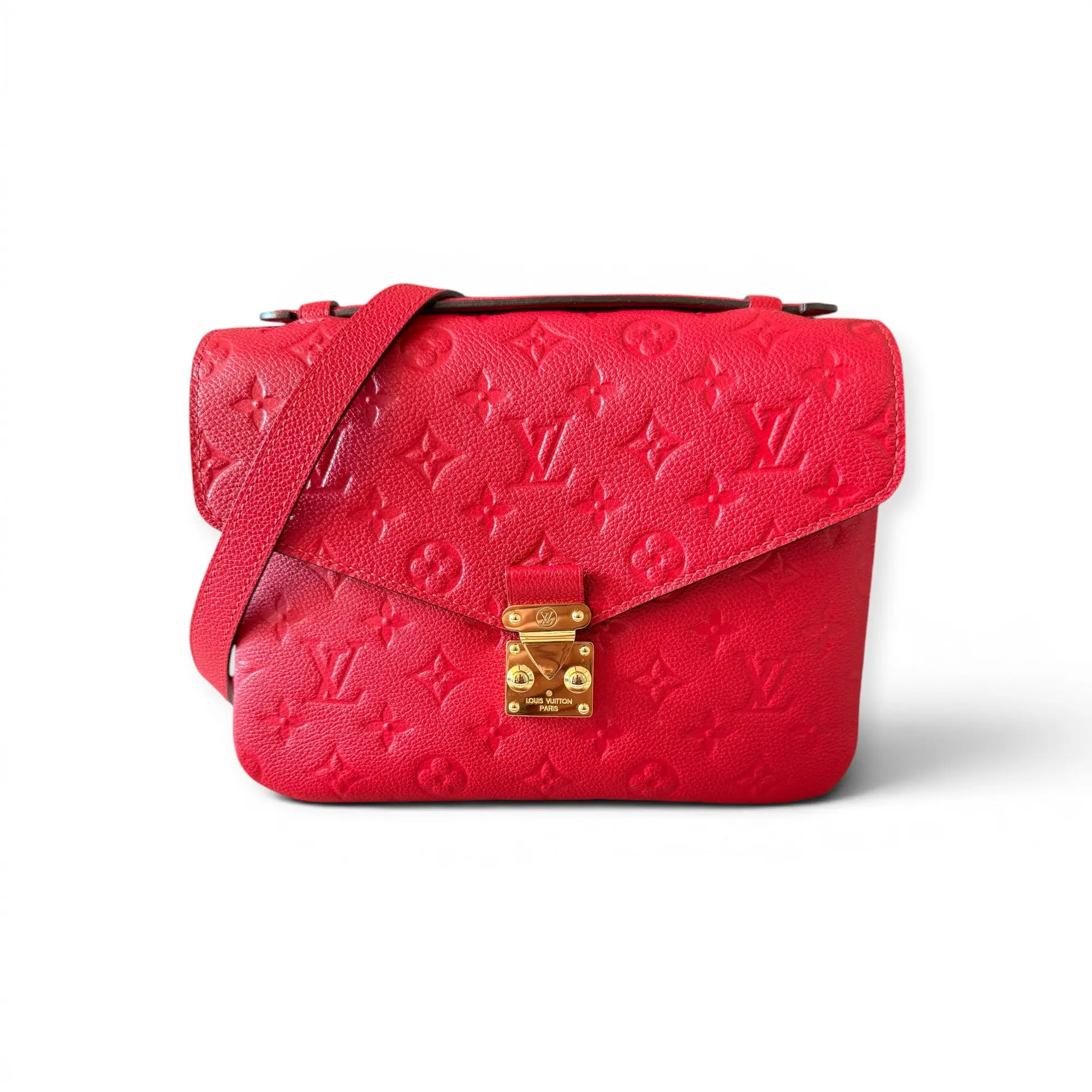 Pre-owned Louis Vuitton Leather Shoulder Bags Monogram Pochette Metis Empreinte Red