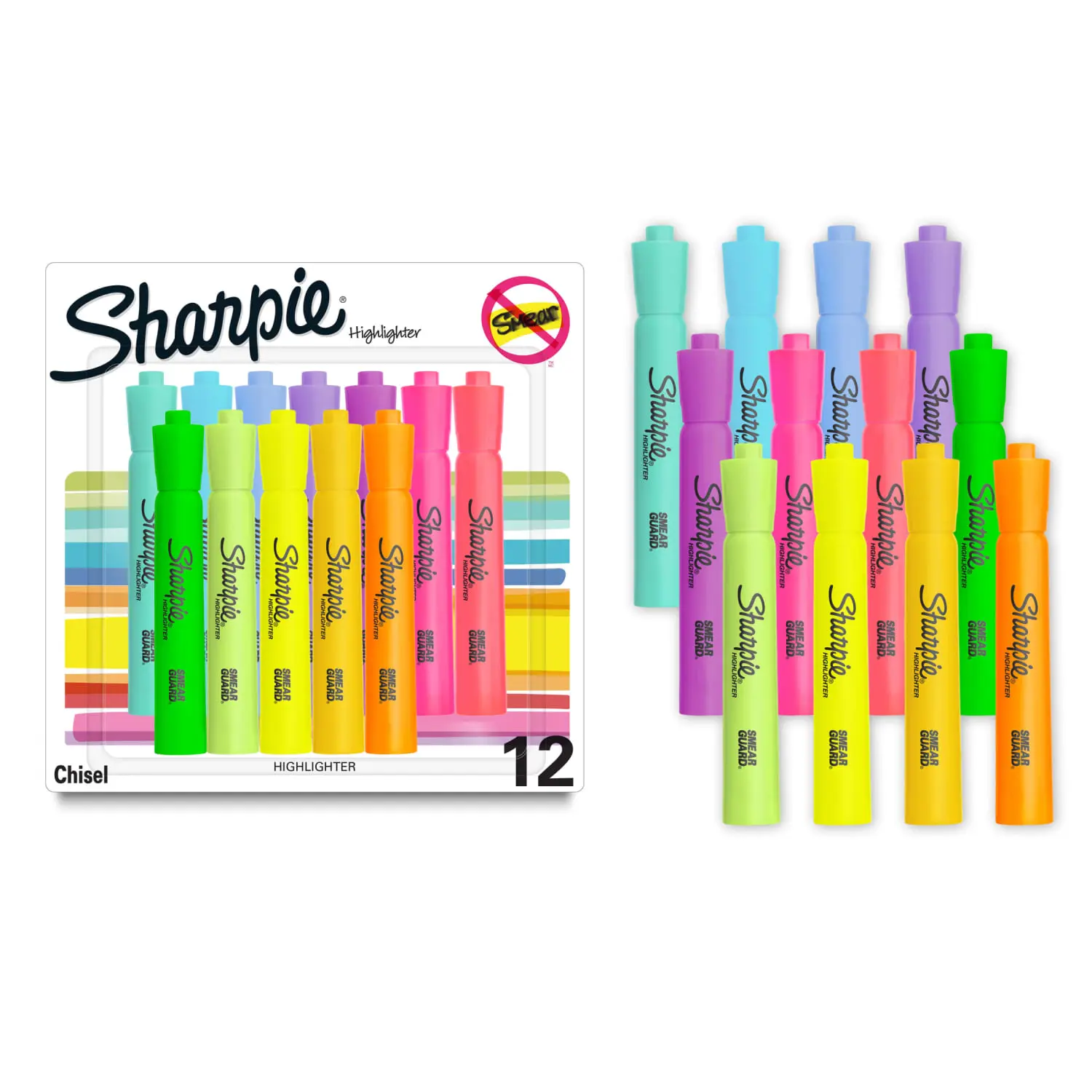 Sharpie Tank Highlighters, Assorted, Chisel Tip, 12 Count Sharpie Tank Highlighters, Assorted, Chisel Tip, 12 Count