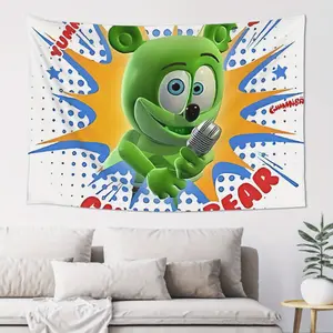 Tapestry 1Pc Tapiz Lucky Gummy Bear Wall Hanging Poster - 40X60 Inch Vibrant Cartoon Art Print, Durable Fabric Home Decor For Teen Room, Birthday Gift, Movie-Themed Room Decor (No Electricity Needed), Bear Decor, Teen Room Decoration