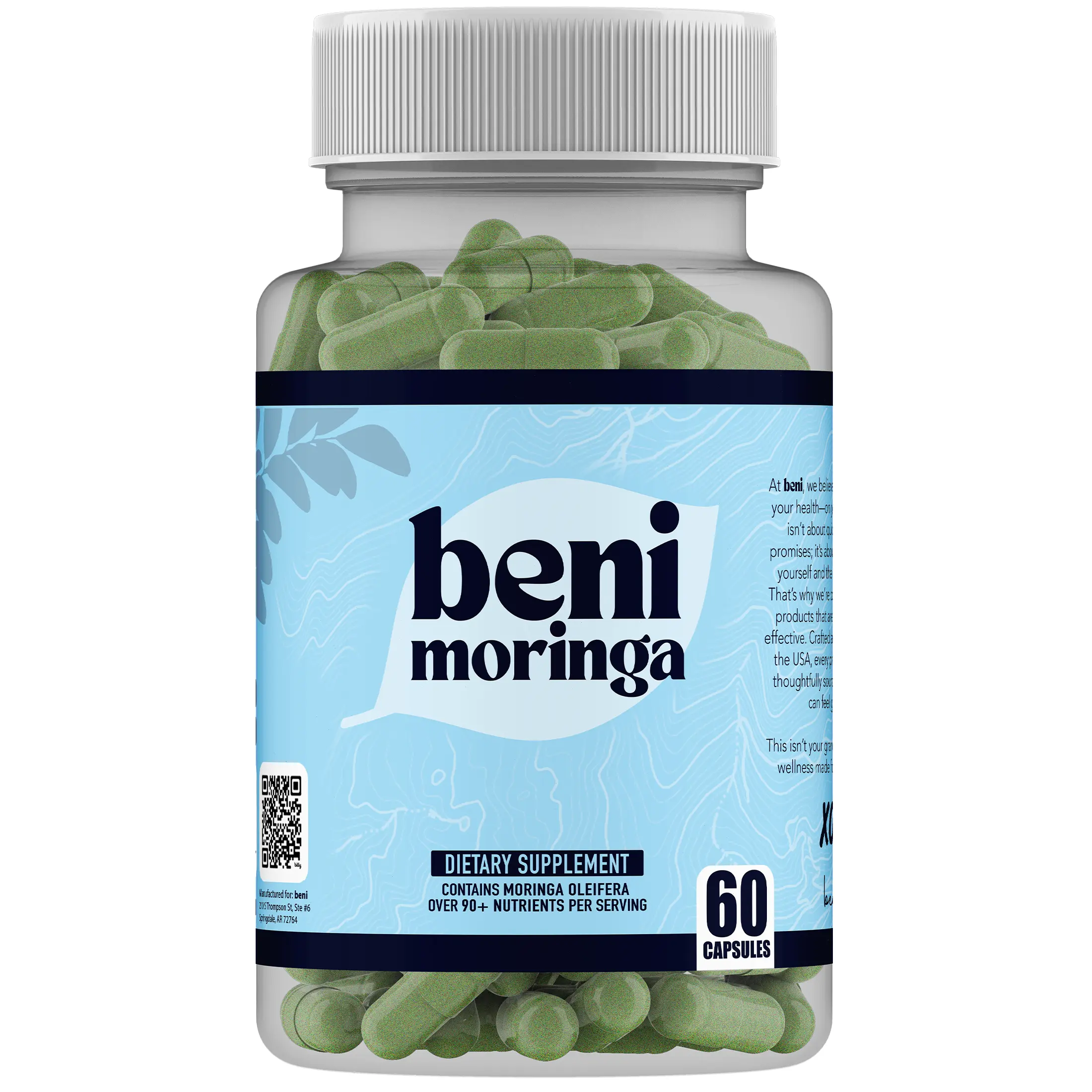 Organic Moringa Oleifera Capsules - Vegan Superfood Supplement, 60 Count, 1000mg per Serving for Energy, Digestion & Immune Support | Healthcare Natural Dietary Supplement | Superfood, Supergreens, Greens Powder, Focus, Moringa Supplement moringa powder