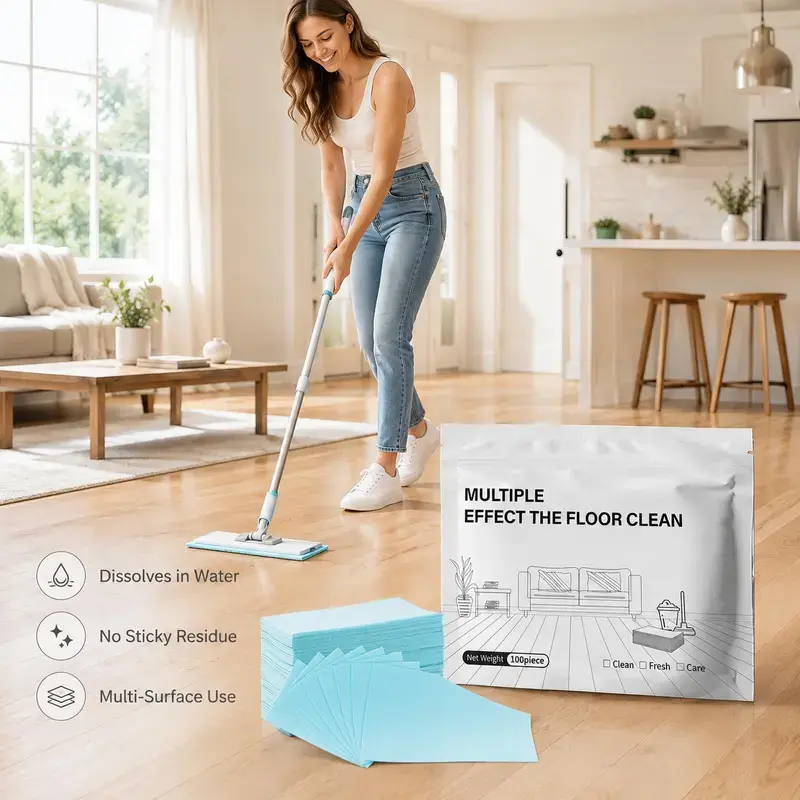 100-Piece Household Indoor Floor Cleaning Tablets, All-Purpose Multi-Surface Cleaner for Hardwood, Laminate - Antibacterial, Deodorizing, Dissolves Fast, Stubborn Grime-Cutting, Long-Lasting Fresh Fragrance