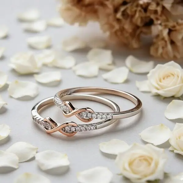 Best Friends Infinity Ring – Pinky Promise BFF Ring with Cubic Zirconia, Gold / Silver Infinity Knot Ring for Women Girls, Friendship Gift for Birthday Valentine's Day Christmas