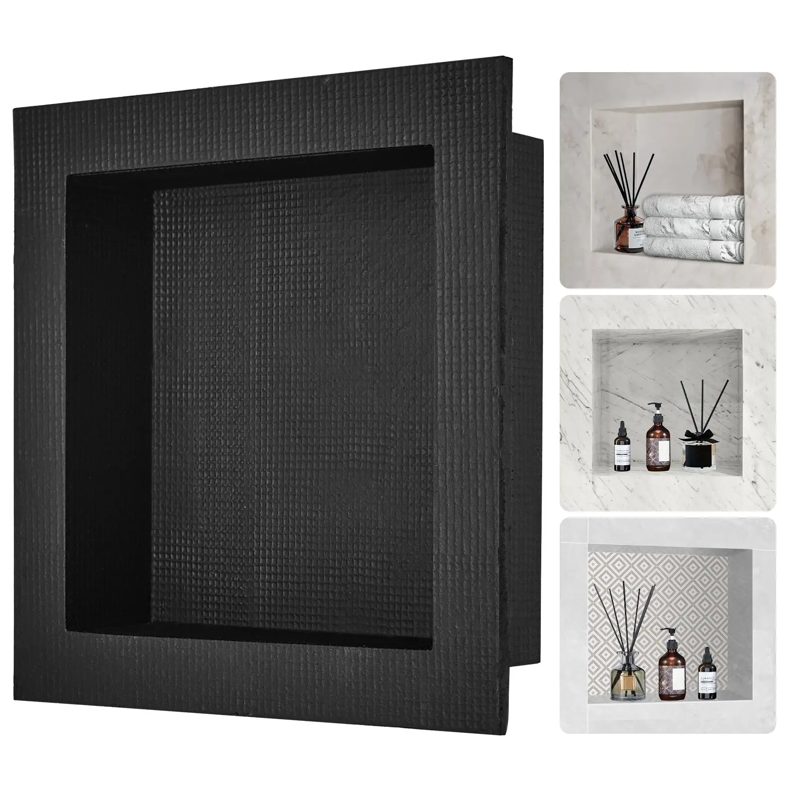 【summerfinds】VEVOR Shower Niche Ready for Tile 16" x 16", Single Shelf Organizer, Square Corners Wall-inserted Niche Recessed, Sealed Protection Modern Soap Storage Niche for Shower Bathroom, Black