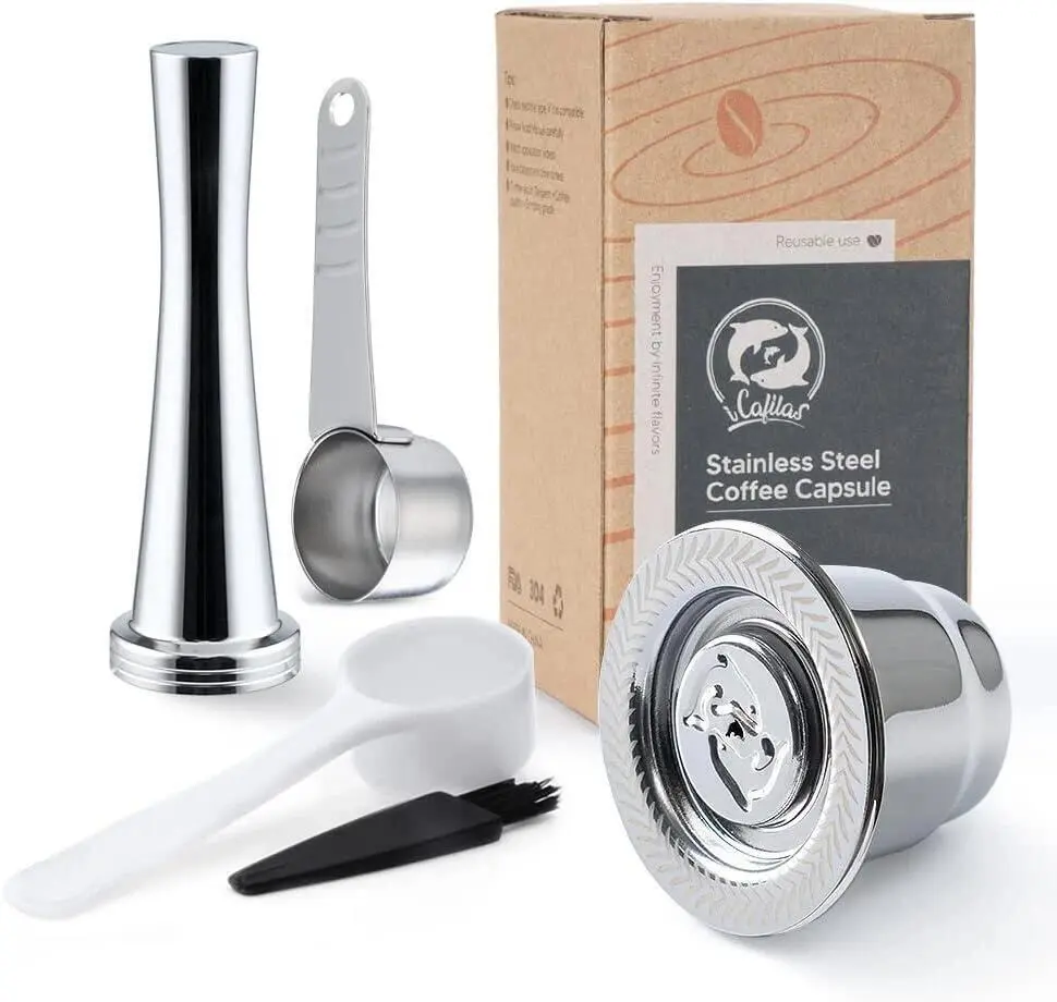 Reusable Stainless Steel Capsule for Nes Fit Essenza Mini Inissia Pixie Mahcine Espresso Refillable Coffee Pods W Rubbers