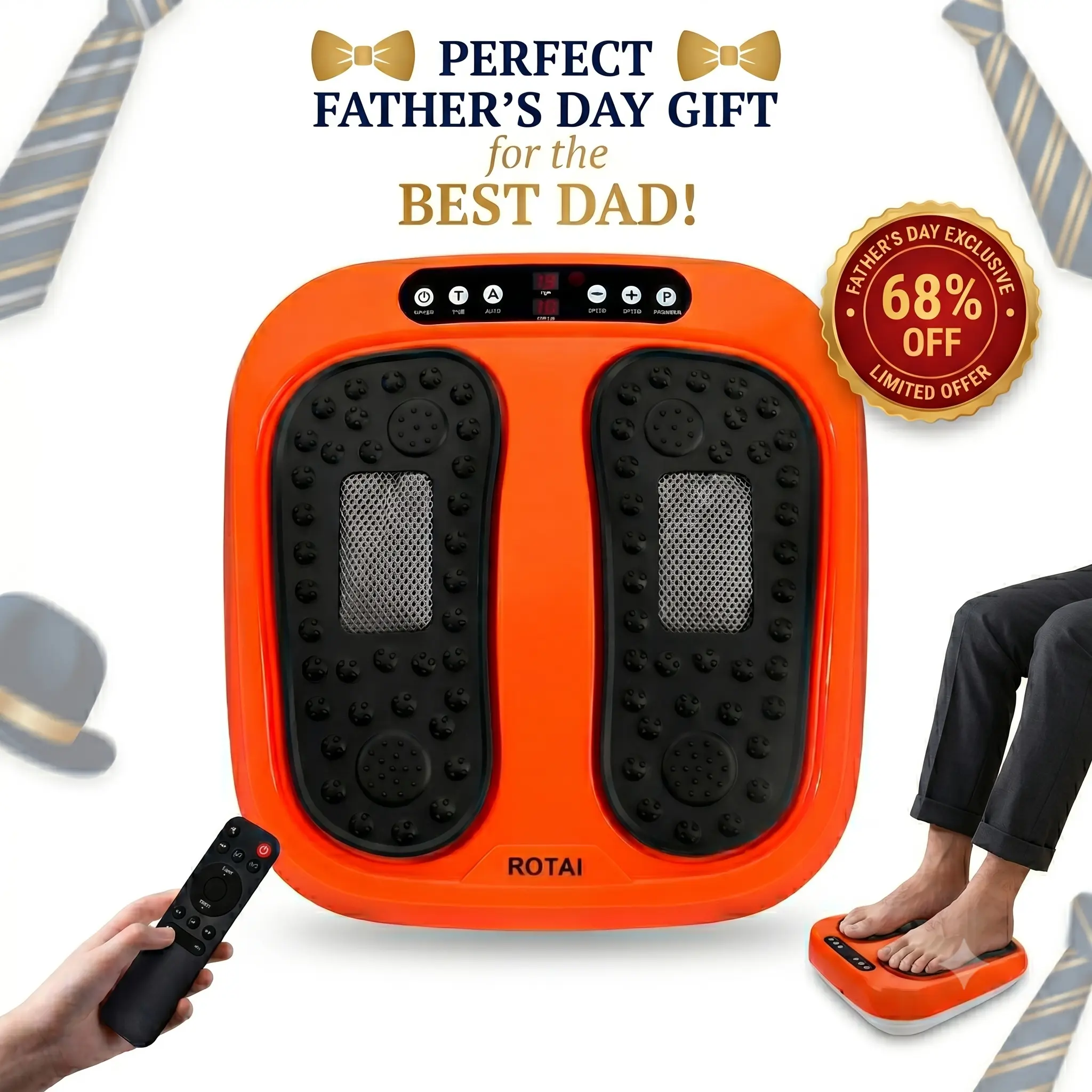 ROTAI Foot Massager with Remote Control,Gifts for Famlies, Multiple Relaxation and Pain Relief - Shiatsu Vibration Foot Massager Promotes Blood Circulation, NBA players relax their feet after the game Foot Roller Daily