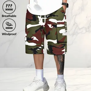 Men’s new summer camouflage cargo shorts, knee-length, plus size, loose fit; versatile color-block casual shorts for everyday wear and outings fathersdaygift
