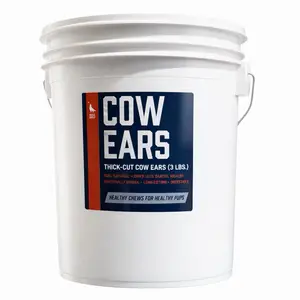 Thick-Cut Cow Ears (3lb. Bucket.) 100% Natural Dog Chew Treat - Healthy, High Protein Dog Snacks