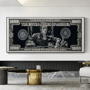 Classic Movie, Scarface Tony Montana Dollar Wall Art, Art Wall Decoration, HD Canvas Classic Prints Poster, Home, Living Room, Vintage Decor, Artistic Room Decor Painting, Unframed