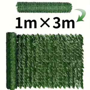 1Pc 1x3m Artificial Ivy Privacy Fence Wall Screen: Faux Greenery Backdrop Ivy Vine Leaf Hedges Fence Panels for Patio, Balcony, Garden, Backyard Indoor Outdoor Green Decor
