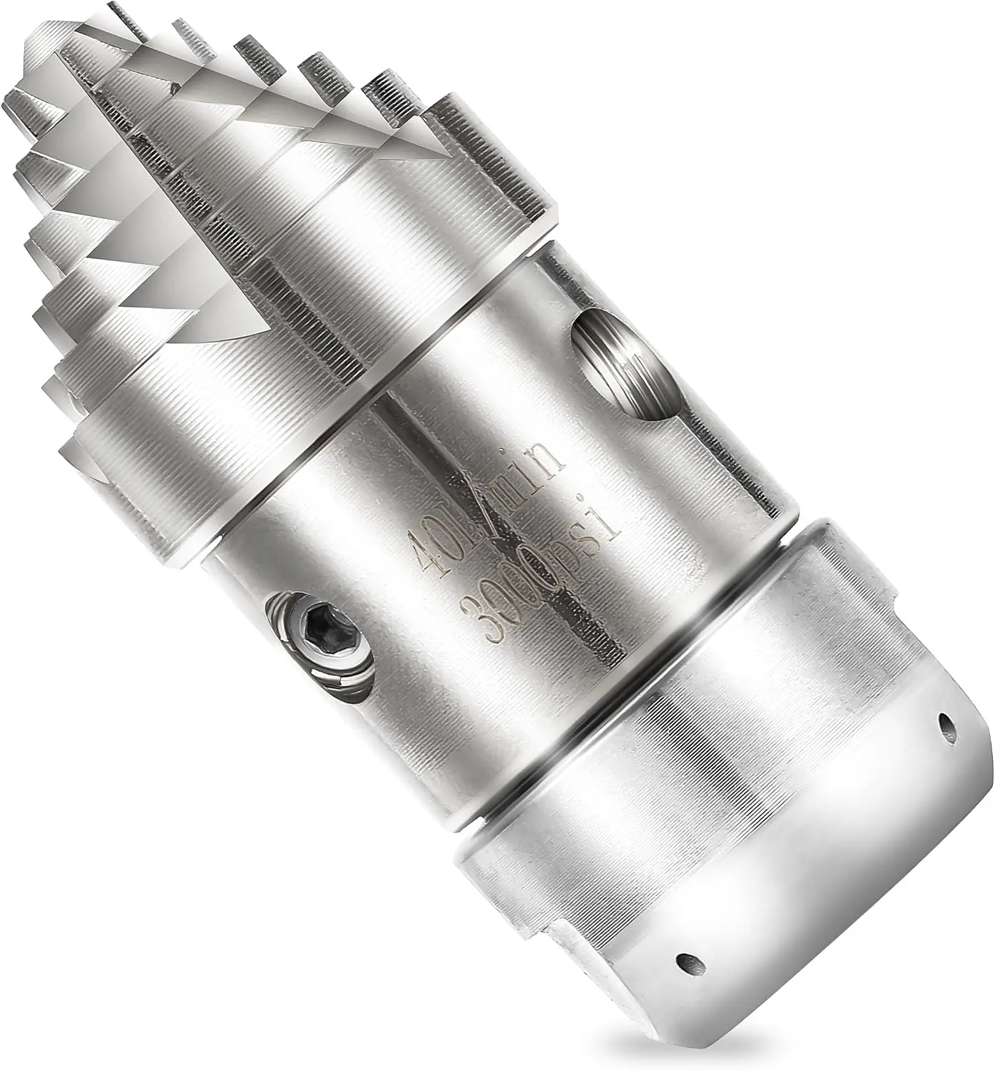 Tool Daily 3/8” NPT Fitting Stainless Steel Rotating Tip Sewer Jetter Nozzle, 3000 PSI Pressure Washer Drain Cleaner for Pipe Cleaning, 40 L/Min Flow Rate