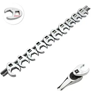 Crowfoot Wrench Set, Metric & Inch Crows Foot Wrench Set, 3/8" Drive Dual-use Wrench Head, Professional Hand Tool for Home & Office, Crowfoot Wrenches Set