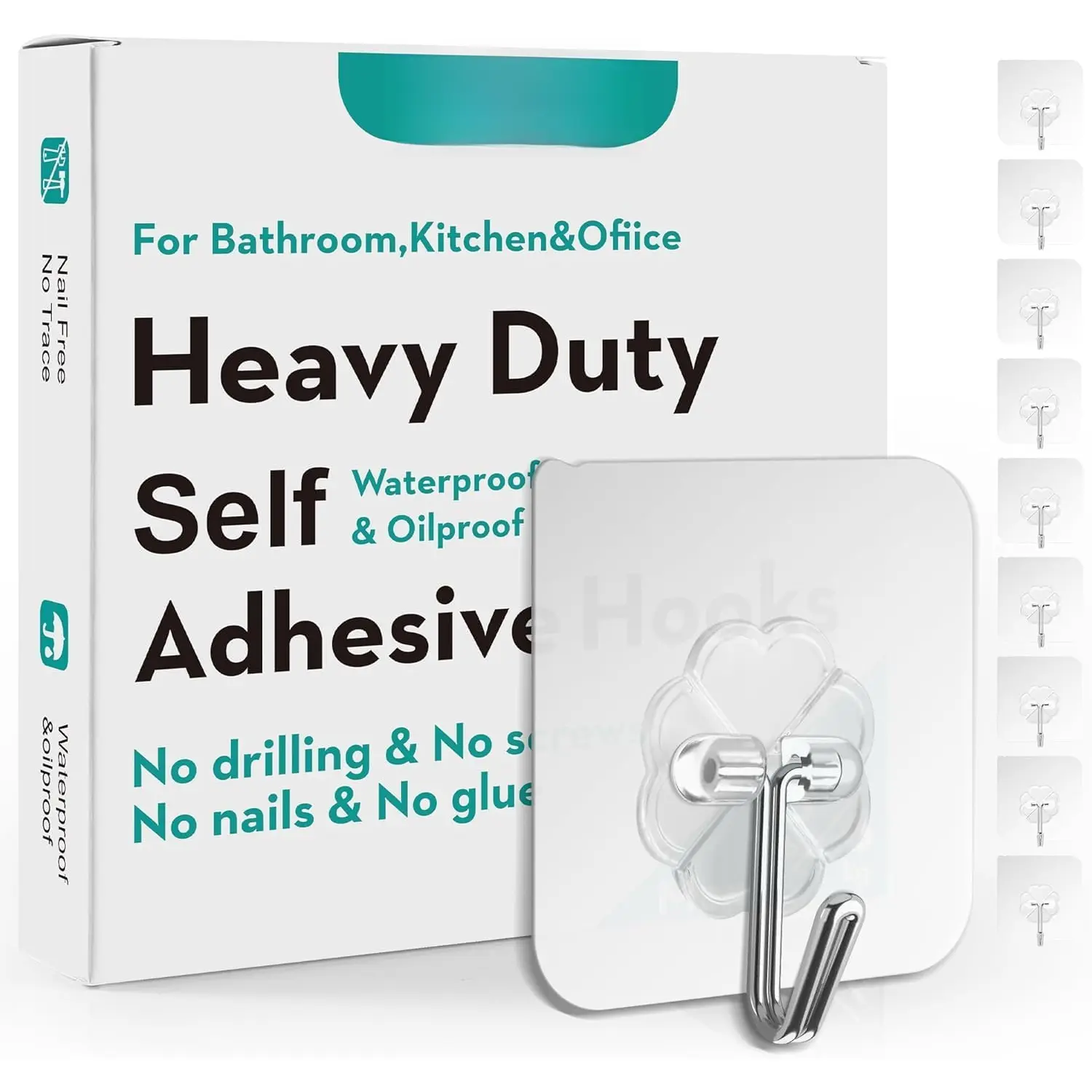 30 Pack Wall Heavy Duty 13lb(Max) Self Adhesive Hooks  Oilproof Hanging Hooks for Bathroom Shower Kitchen Office Outdoor Home Improvement Utility Hook